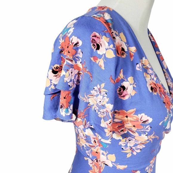 Tabitha Webb size Small Blue Floral Rayon Spandex Stretchy Dress - Picture 4 of 8